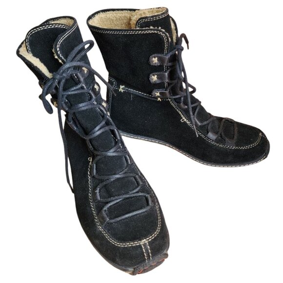 Timberland Reykir Ghillie Black Suede Lace Up Lined WP Ankle Boots Women's 7.5M - Picture 1 of 13